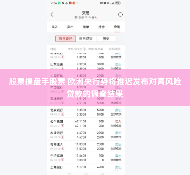 股票操盘手股票 欧洲央行势将推迟发布对高风险贷款的调查结果